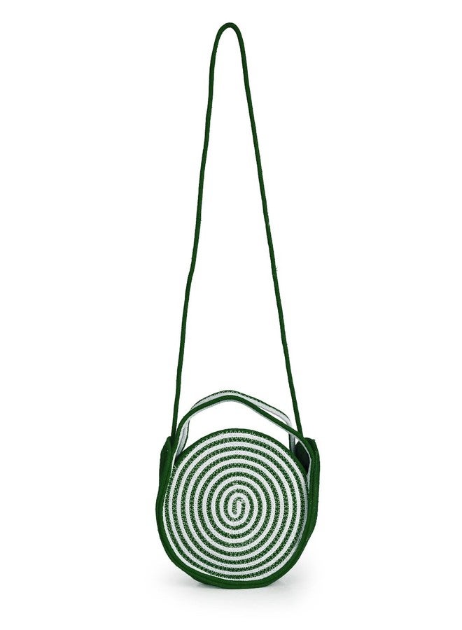 FABINALIV Green Geometric Braided Women Cotton Sling Bag (FLHB-1014-Green) - Image 1